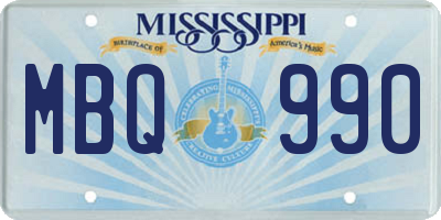 MS license plate MBQ990