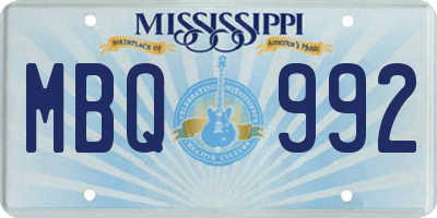 MS license plate MBQ992