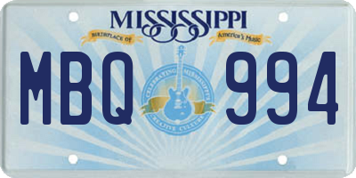 MS license plate MBQ994