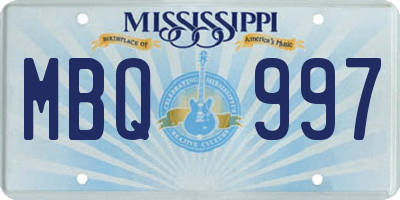 MS license plate MBQ997