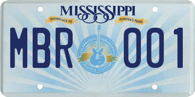 MS license plate MBR001