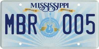 MS license plate MBR005