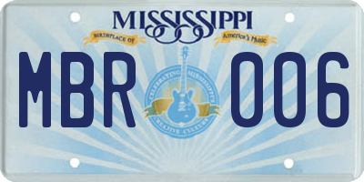MS license plate MBR006