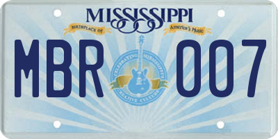 MS license plate MBR007