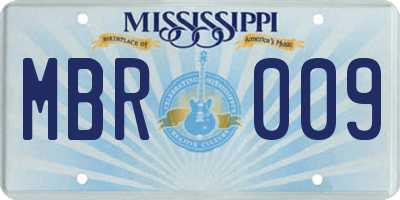 MS license plate MBR009