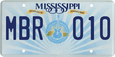 MS license plate MBR010