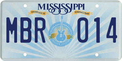 MS license plate MBR014
