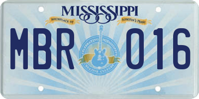MS license plate MBR016