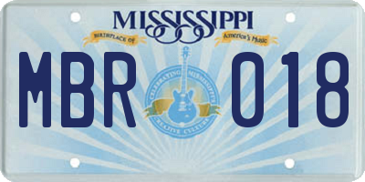 MS license plate MBR018