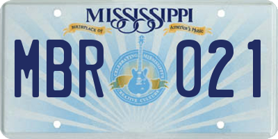 MS license plate MBR021