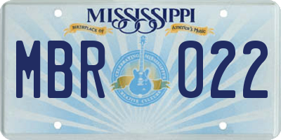 MS license plate MBR022