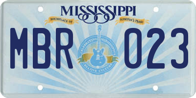 MS license plate MBR023