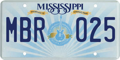 MS license plate MBR025