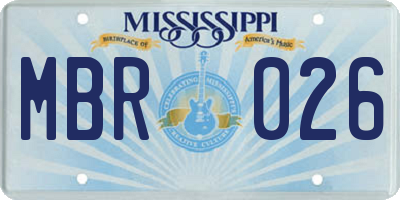 MS license plate MBR026