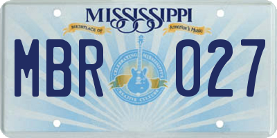 MS license plate MBR027