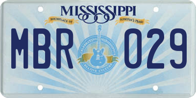 MS license plate MBR029