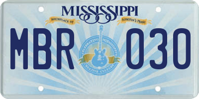 MS license plate MBR030