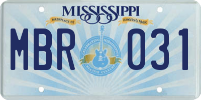 MS license plate MBR031