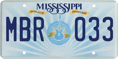 MS license plate MBR033