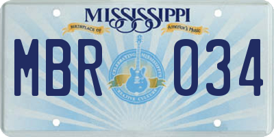 MS license plate MBR034