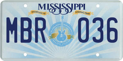 MS license plate MBR036