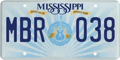 MS license plate MBR038