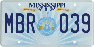 MS license plate MBR039
