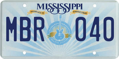MS license plate MBR040