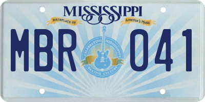 MS license plate MBR041