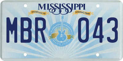 MS license plate MBR043