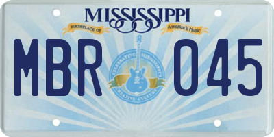 MS license plate MBR045
