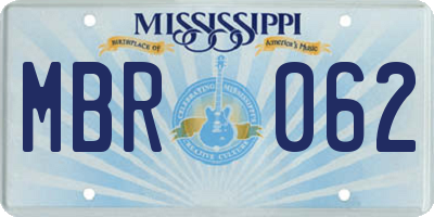 MS license plate MBR062
