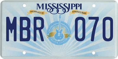 MS license plate MBR070