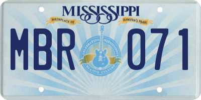 MS license plate MBR071