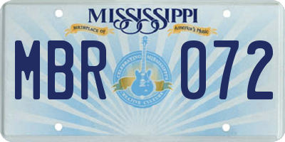 MS license plate MBR072