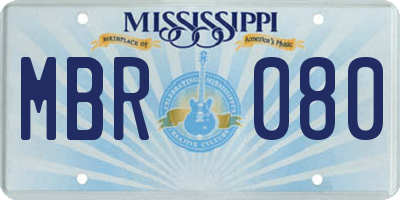 MS license plate MBR080