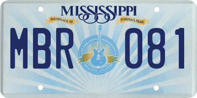 MS license plate MBR081