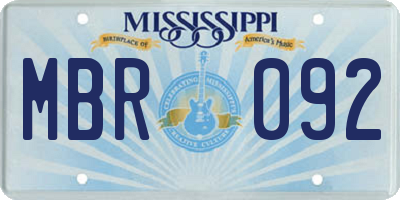 MS license plate MBR092