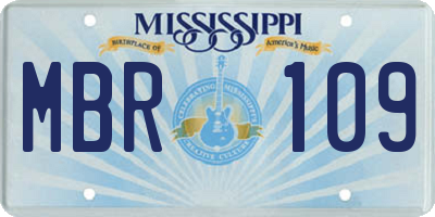 MS license plate MBR109