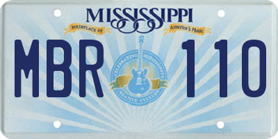 MS license plate MBR110
