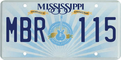 MS license plate MBR115