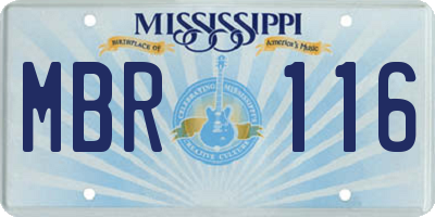 MS license plate MBR116