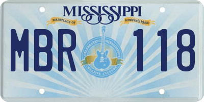 MS license plate MBR118