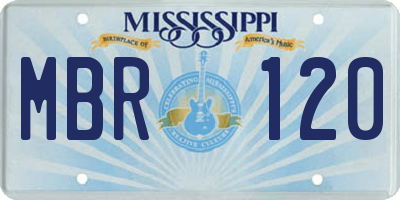 MS license plate MBR120
