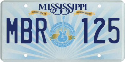 MS license plate MBR125