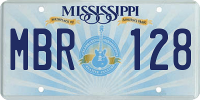 MS license plate MBR128