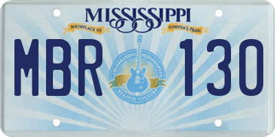MS license plate MBR130