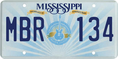 MS license plate MBR134