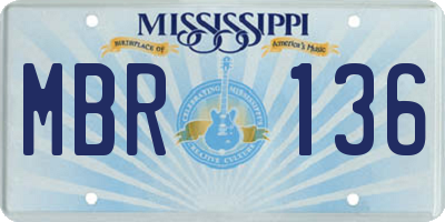 MS license plate MBR136