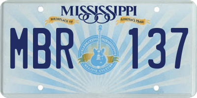 MS license plate MBR137